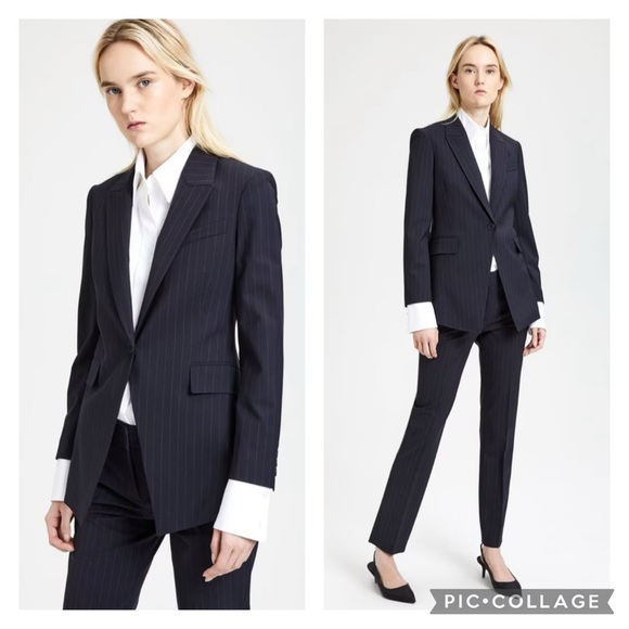 Theory Jackets & Blazers - Theory SUIT SET Etiennette Blazer Straight Trouser Wool Pinstripe Wool 2